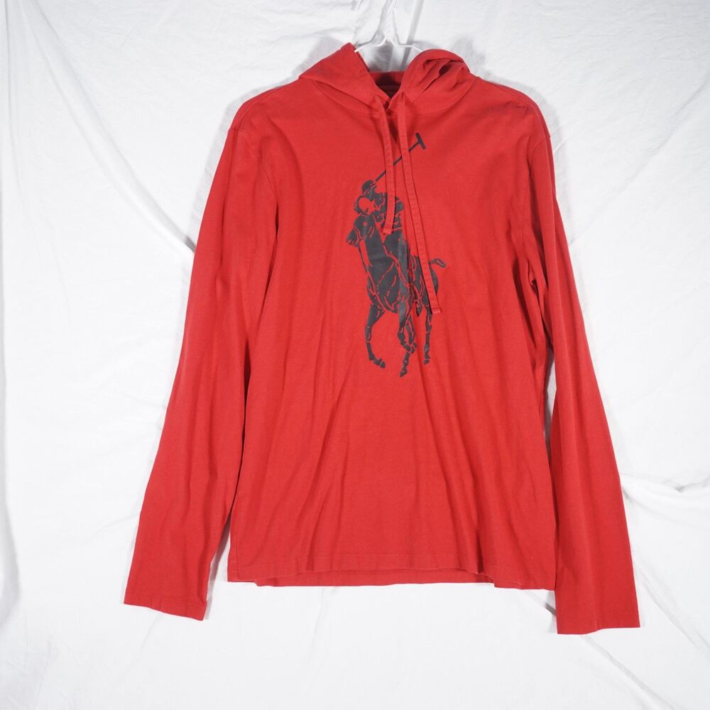 Polo Ralph Lauren Shirt Hoodie Red Black Big Pony Medium